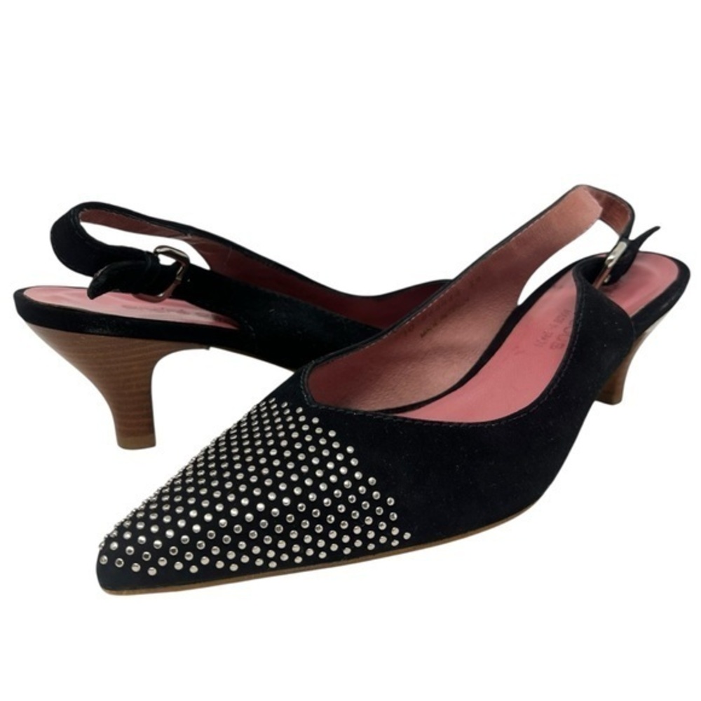 Andre Assous Black Studded Slingback Heels